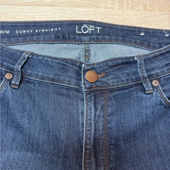LOFT Curvy Straight Dark Blue Jeans - Picture 6 of 6